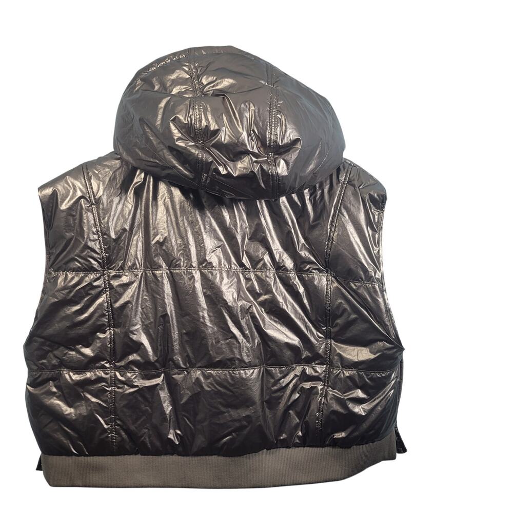 Daily Practice By Anthropologie Gold Metallic Cropped Hooded Puffer Vest Size 2X - Picture 4 of 8